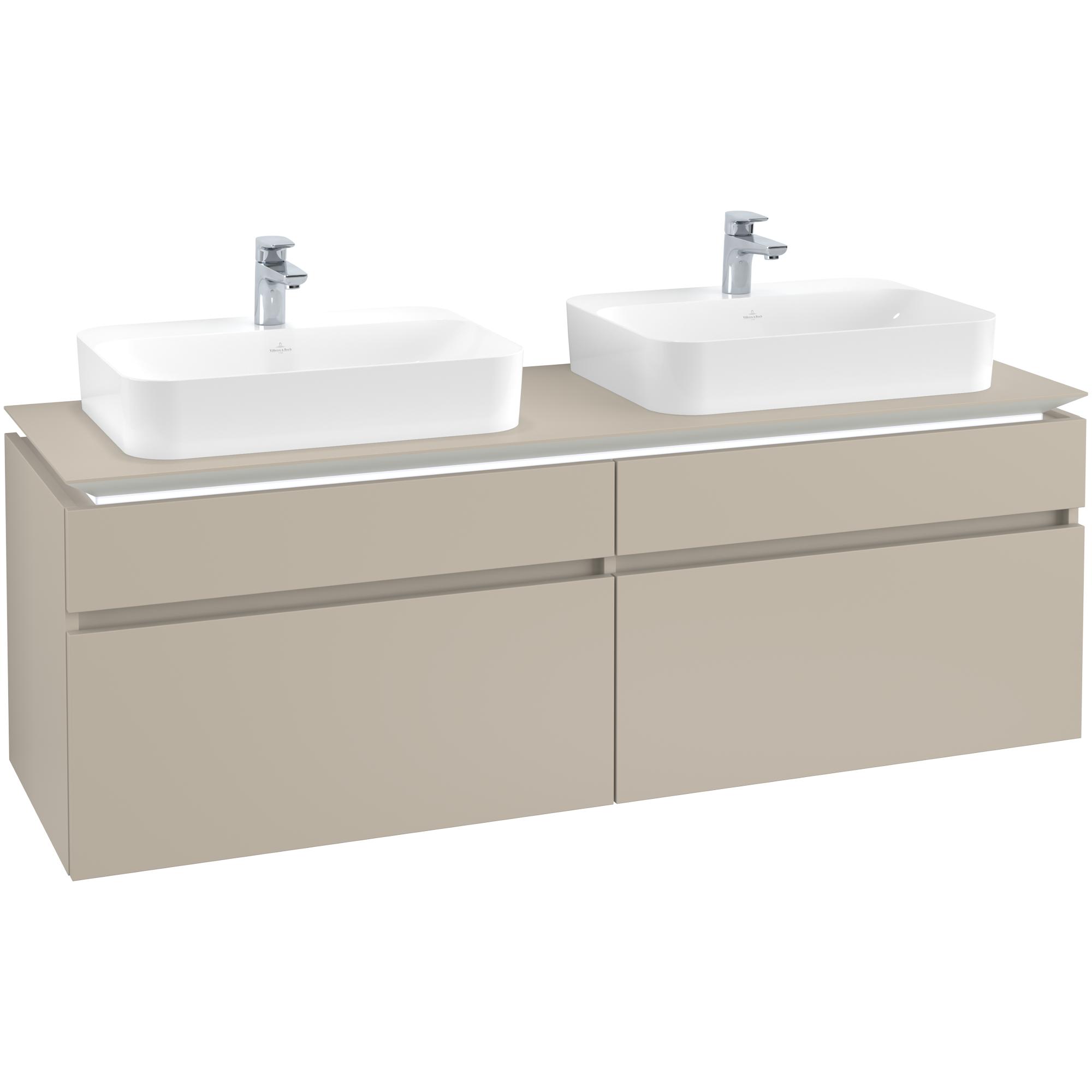 Tvättställsskåp Villeroy & Boch Legato 1600 med 4 Lådor för Två Ytmonterade Tvättställ från Finion & Memento