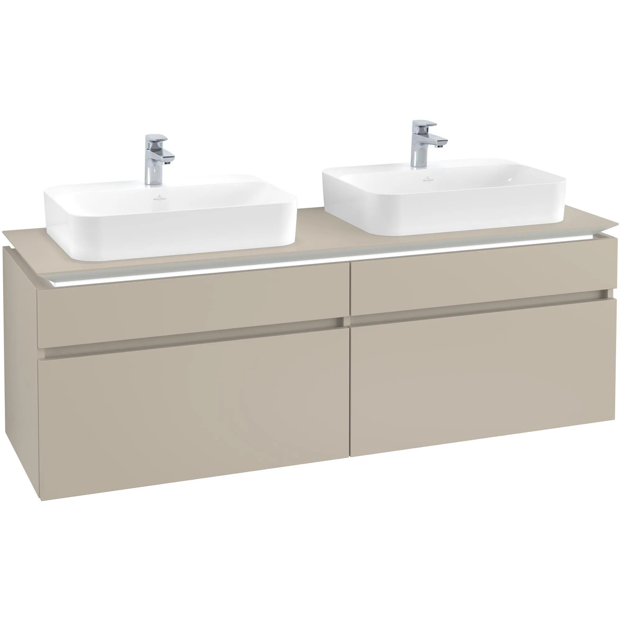 Tvättställsskåp Villeroy & Boch Legato 1600 med 4 Lådor för Två Ytmonterade Tvättställ från Finion & Memento