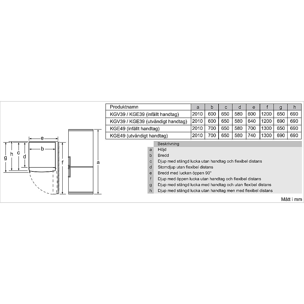 Fristående Kyl & Frys Siemens KG39E8XBA med AntiFingerprint Beläggning