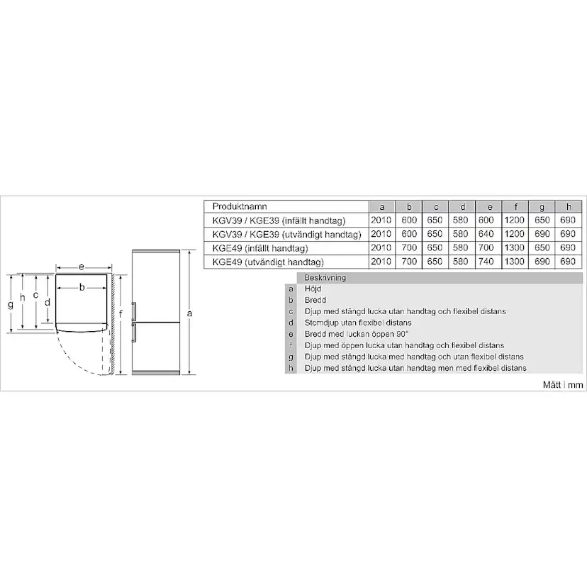 Fristående Kyl & Frys Siemens KG39E8XBA med AntiFingerprint Beläggning