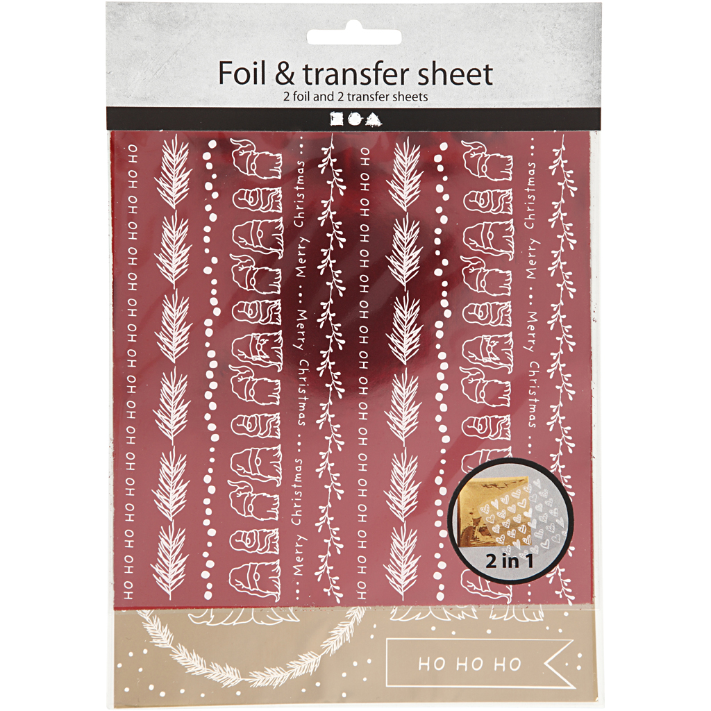 Dekorationsfolie Creativ Company Och Limark med Motiv Guld Röd Traditionell Jul 2x2 Ark/1 Förp