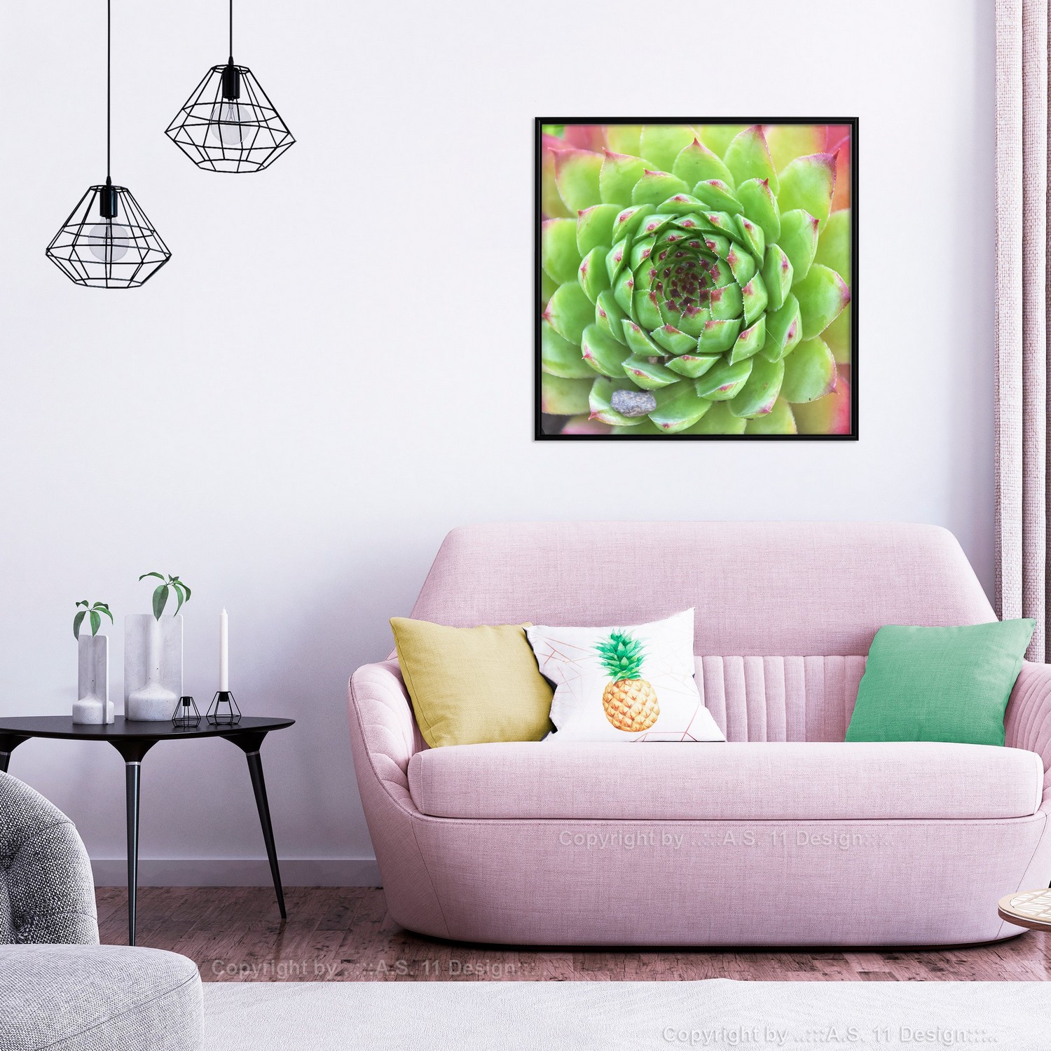 Affisch - Succulent (Square) [Poster] 30x30 Svart ram, 30x30 cm