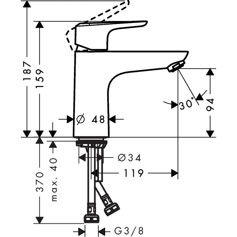 Tvättställsblandare Hansgrohe Ecos L