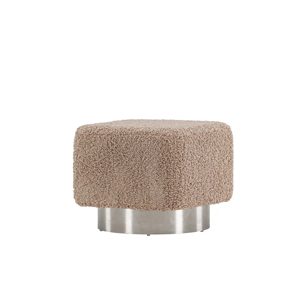 Newton Ottoman/Pouf - Silver / Dark Grey Teddy Brun