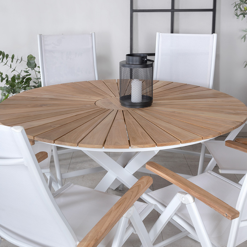Matgrupp Venture Home Mendi Rund med 6 Pave Stolar