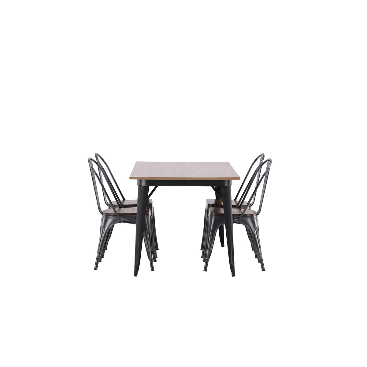 Tempe Dining Table - Black / Walnut MDF +Tempe Dining Chair Mörkgrå/Ek
