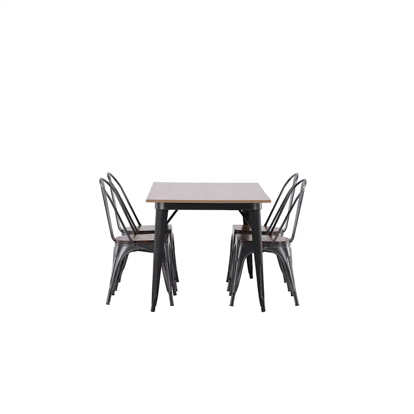 Tempe Dining Table - Black / Walnut MDF +Tempe Dining Chair Mörkgrå/Ek