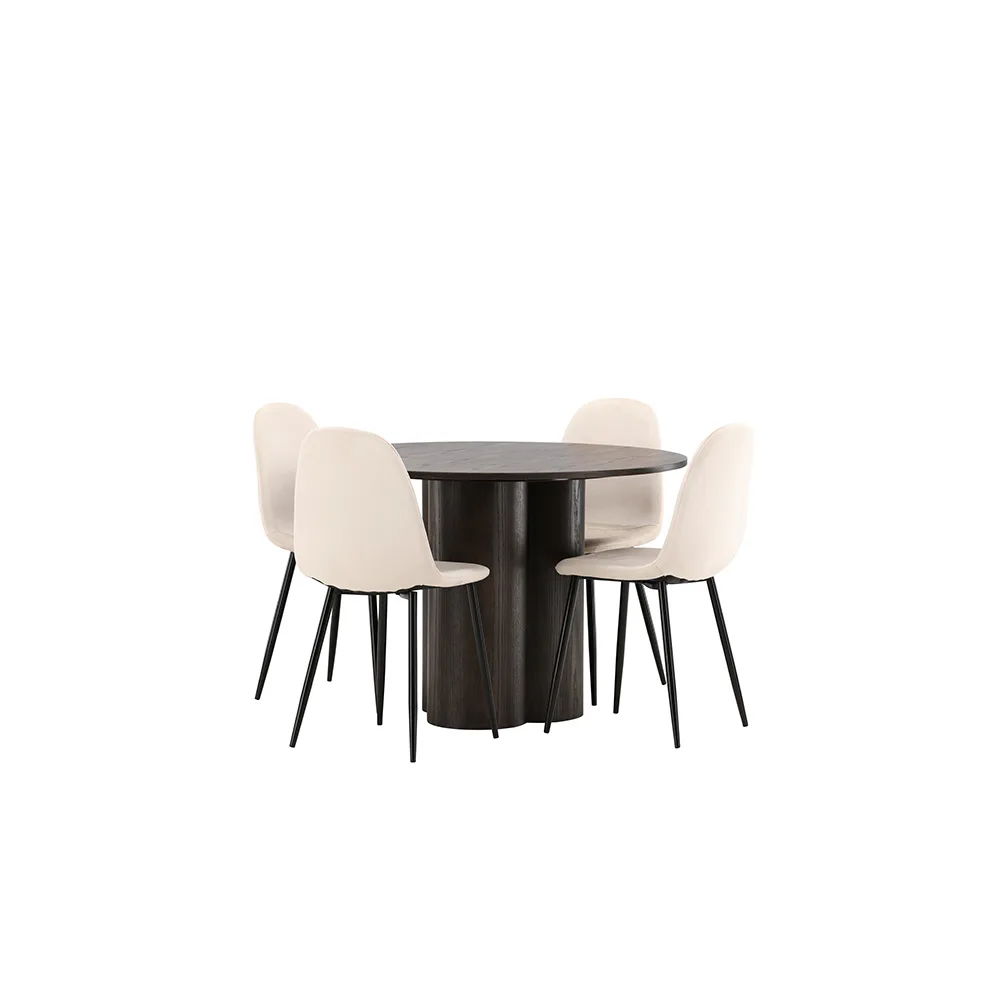 Olivia Dining Table - Mocca / Mocca Veneer +Polar Dining Cha Beige/Ek