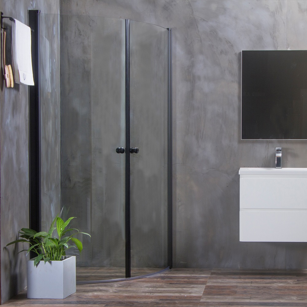 Duschhörn Bathlife Mångsidig Rund Dörr 45° Svart