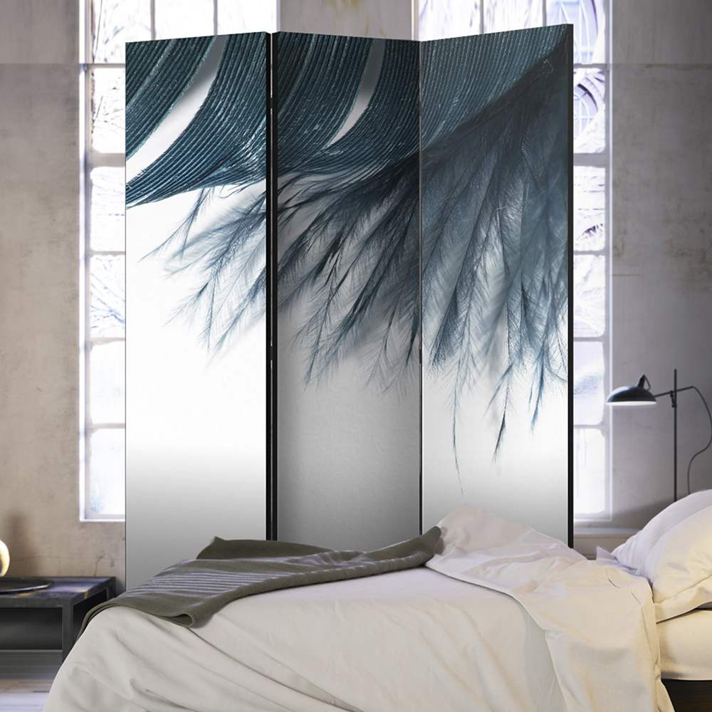 Rumsavdelare Skärmvägg Arkiio Dark Blue Feather 135x172 cm
