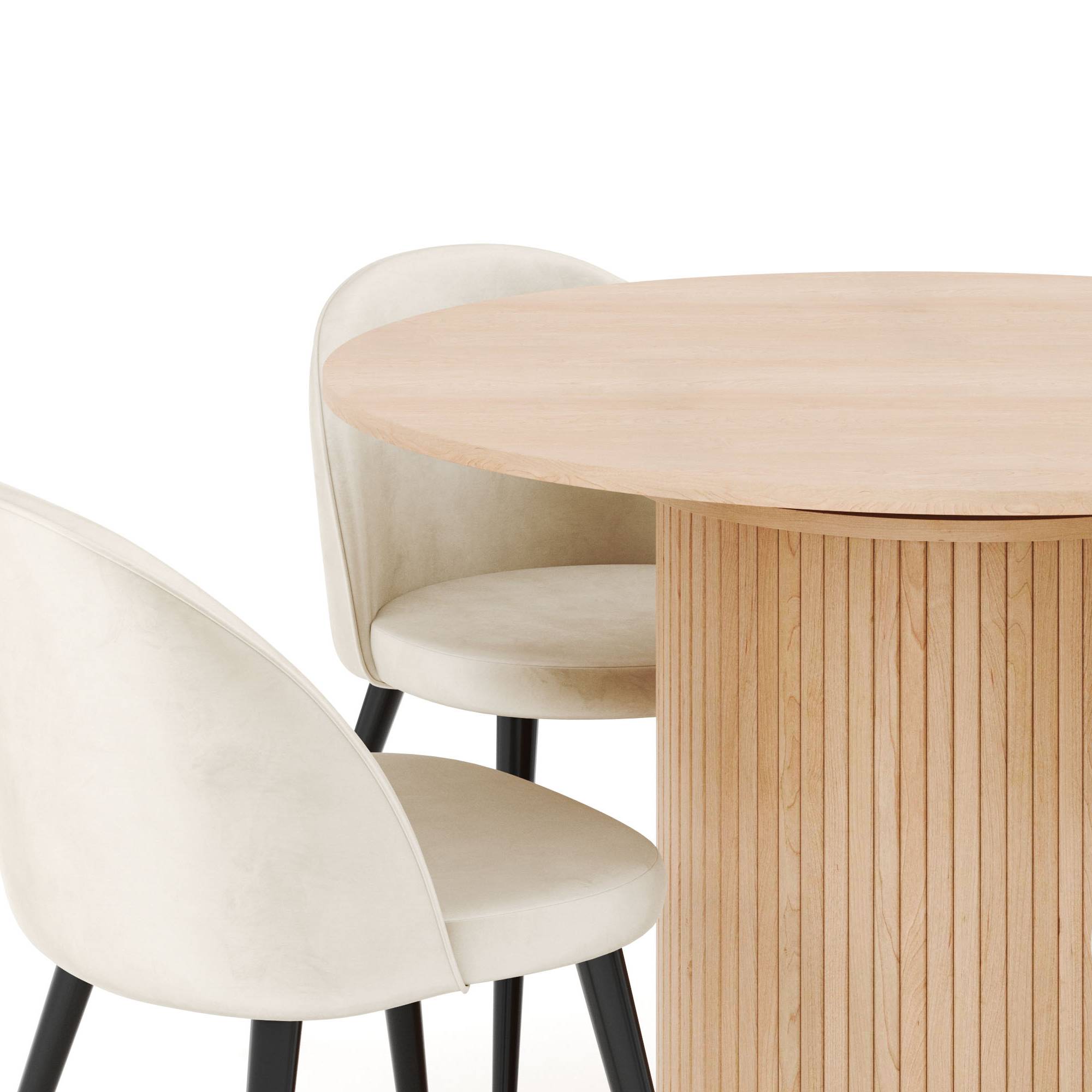 Matgrupp Bark Kopparbo Runt Matbord 106-156 cm Förlängningsbartt med 4 Valeri Matstol