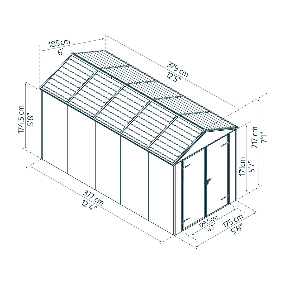 Redskapsbod Canopia by Palram Rubicon 7 m² Förråd Grå