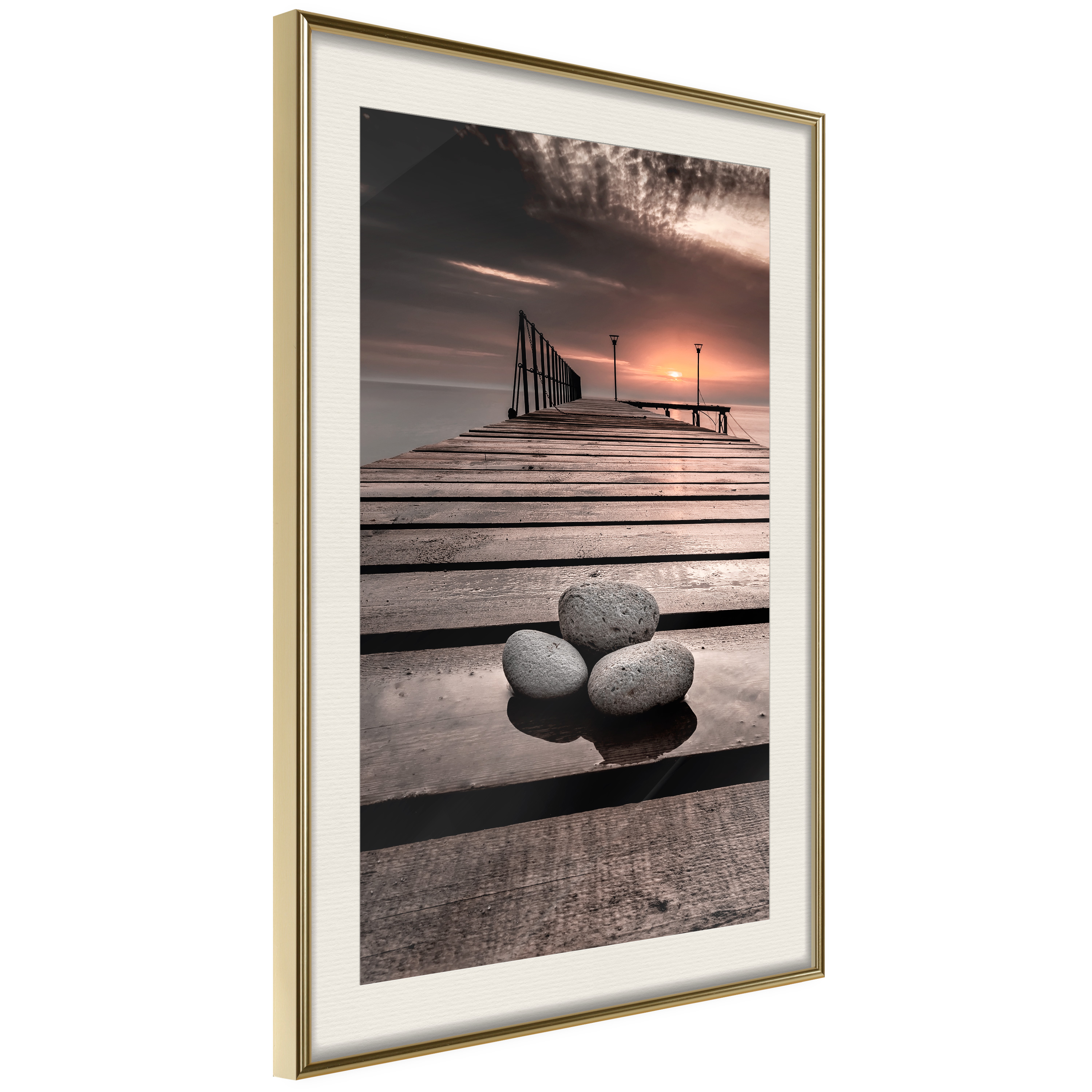 Affisch - September Sunset [Poster] 30x45 Guld ram med passepartout, 30x45 cm