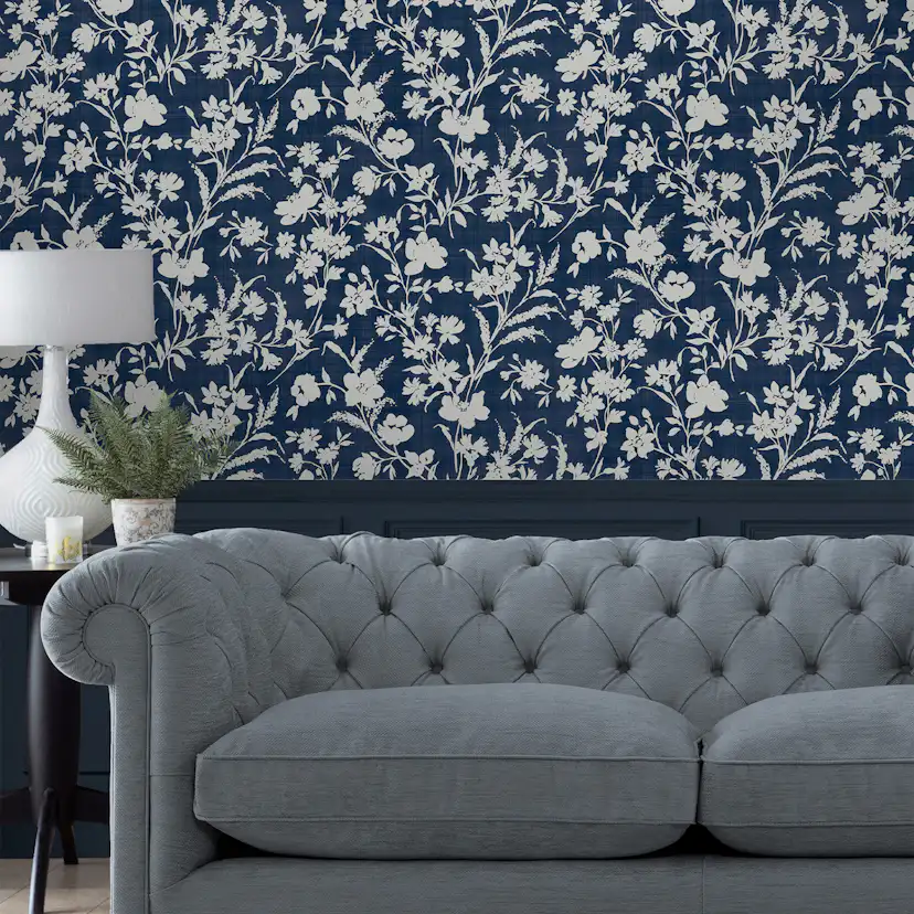 Tapet Laura Ashley Rye Midnight Seaspray Blå 119854