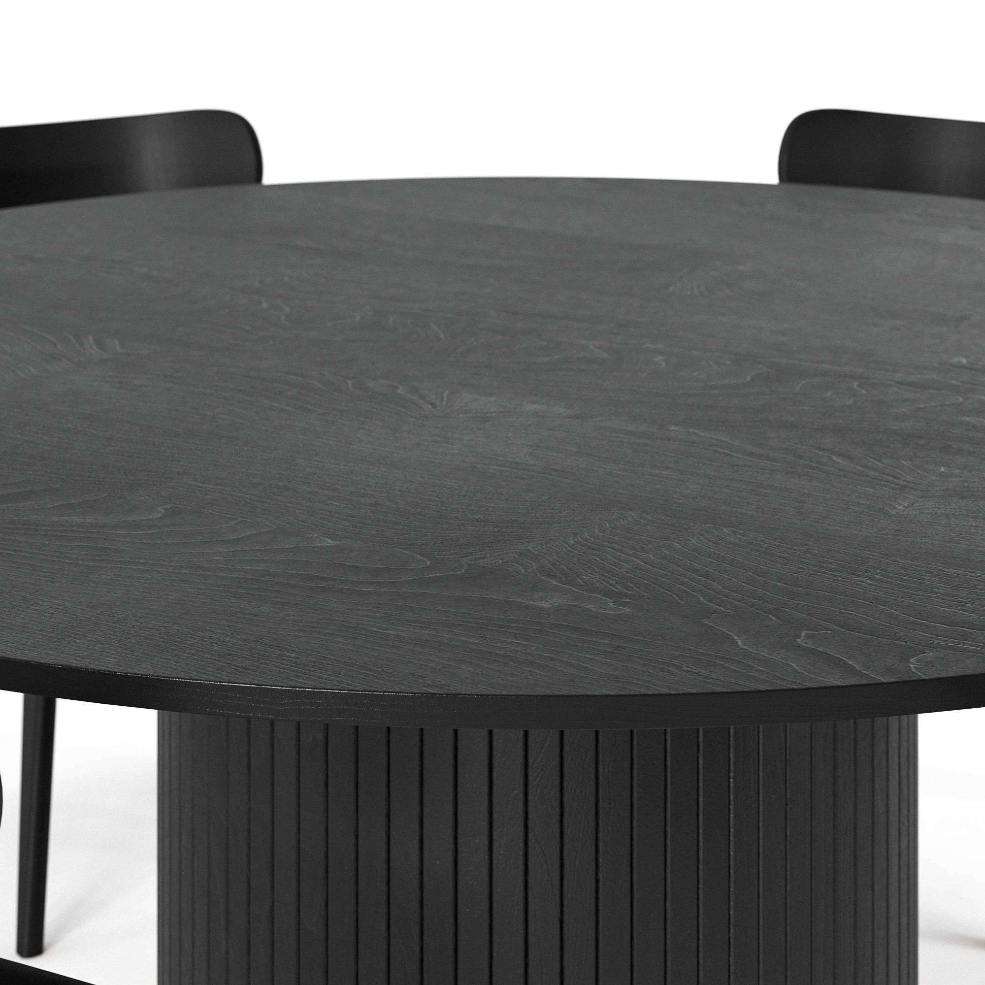 Matgrupp Bark Kopparbo Runt Matbord 180 cm med 6Jerup Matstol Bark Svart