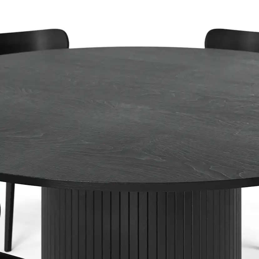 Matgrupp Bark Kopparbo Runt Matbord 180 cm med 6Jerup Matstol Bark Svart