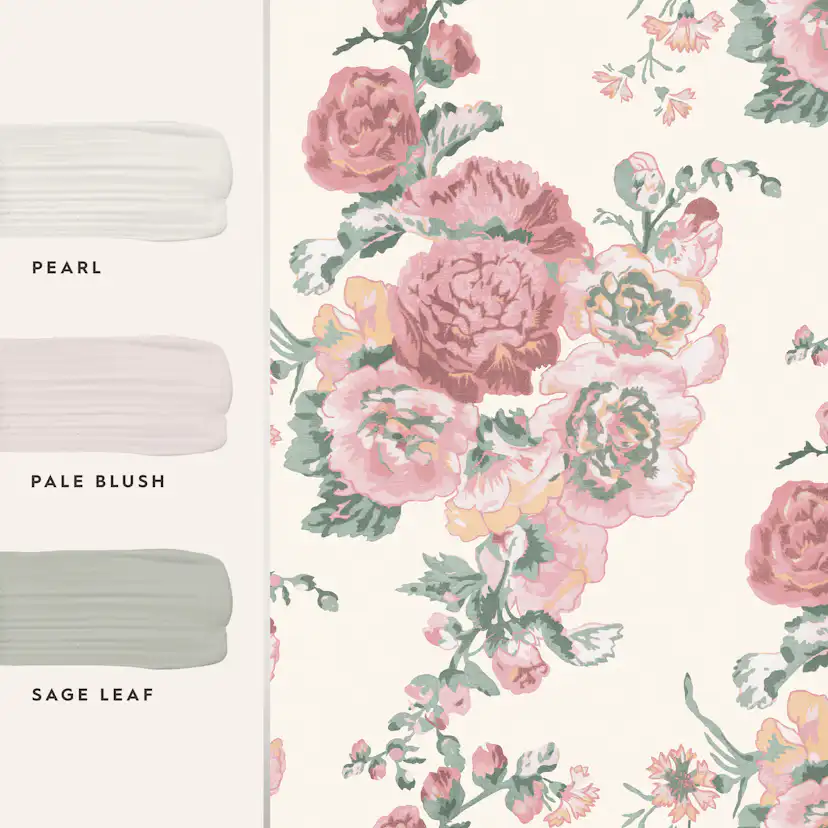 Tapet Laura Ashley Hollyhocks Coral Rosa 118479