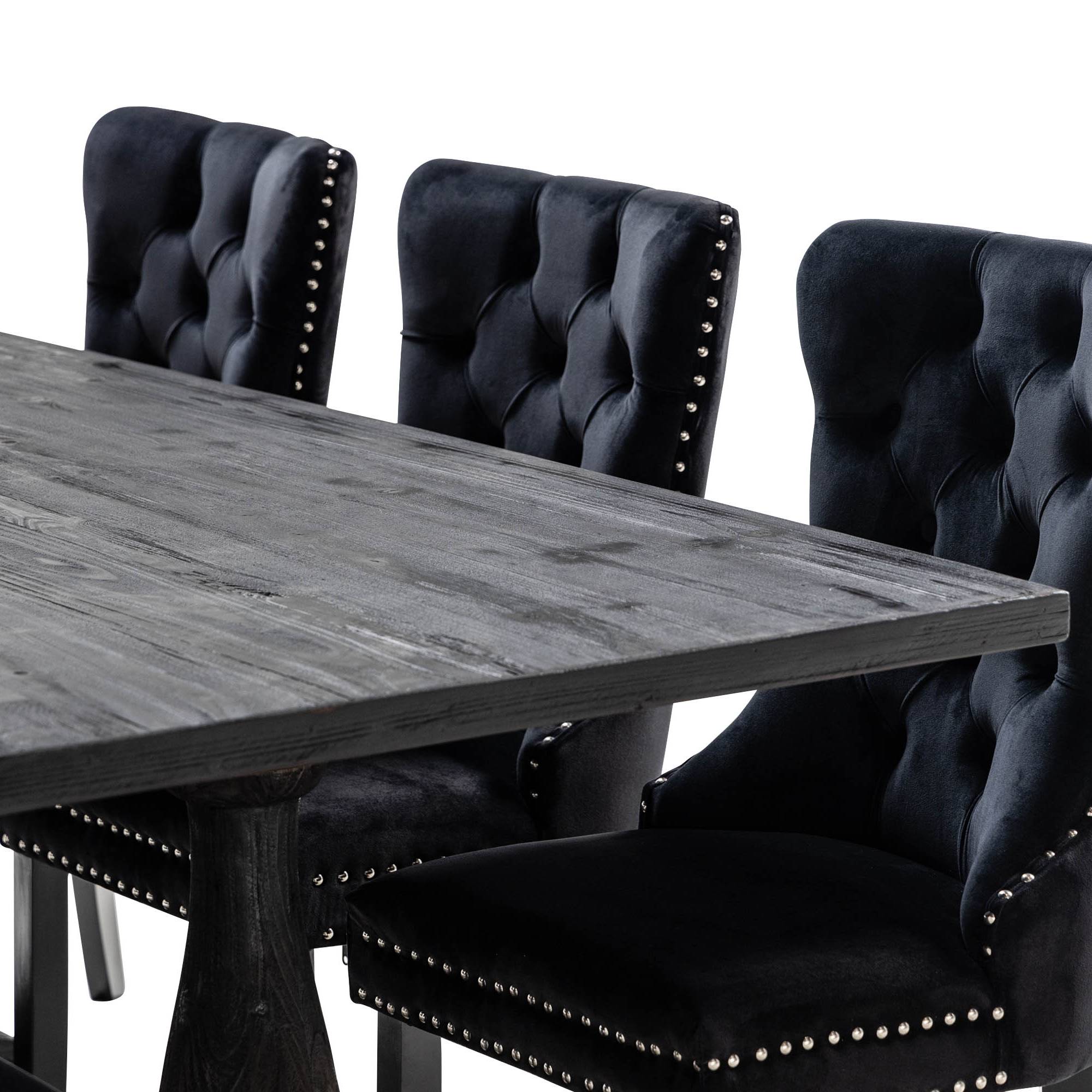 Matgrupp Bloomington Dijon Rektangulärt Matbord 200 cmmed 6 Bergviken Matstol Sammet