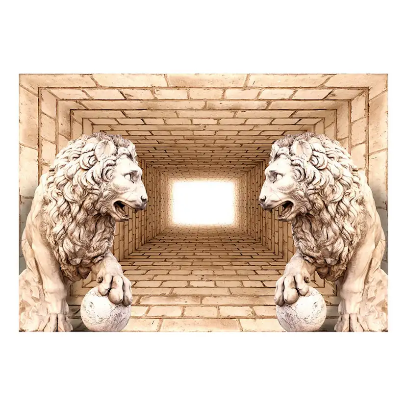 Självhäftande fototapet - Mystery of lions 98x70 Storlek: 98x70 cm