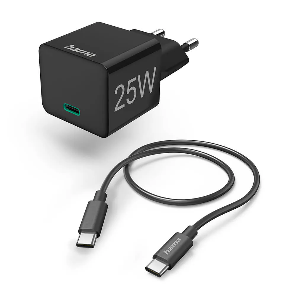 Snabbladdare HAMA 1x USB-C med kabel 25W PD 1.0m