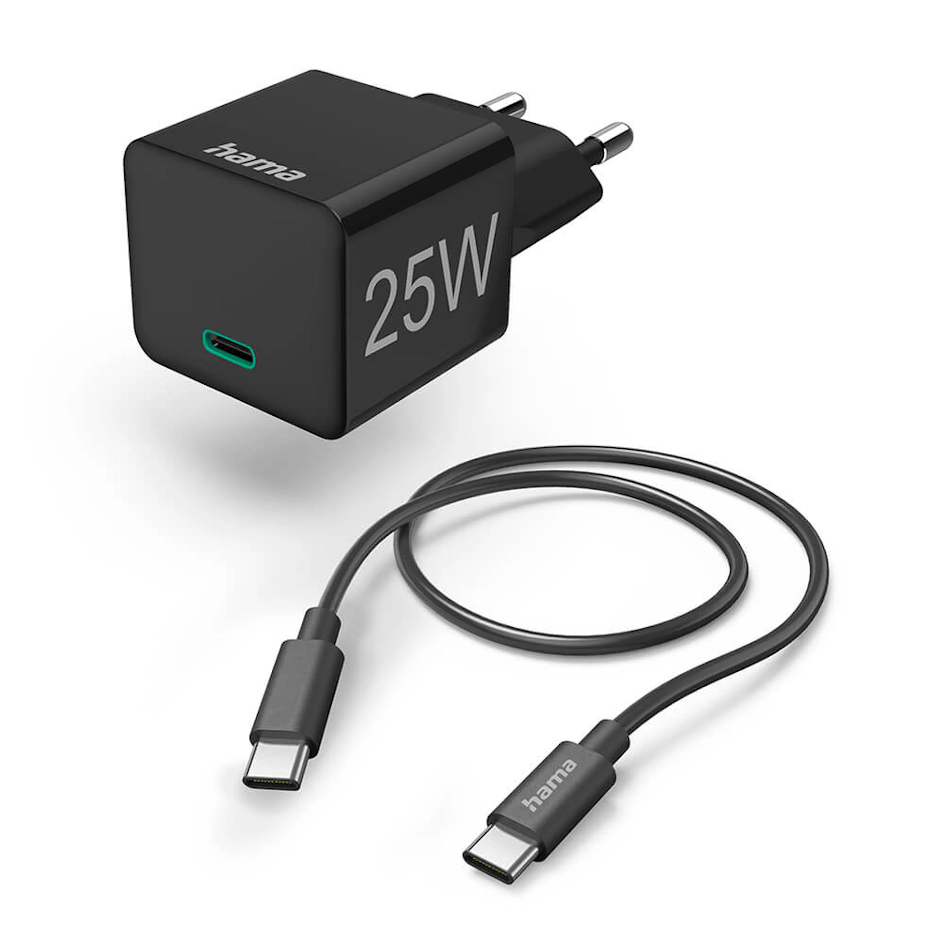 Snabbladdare HAMA 1x USB-C med kabel 25W PD 1.0m