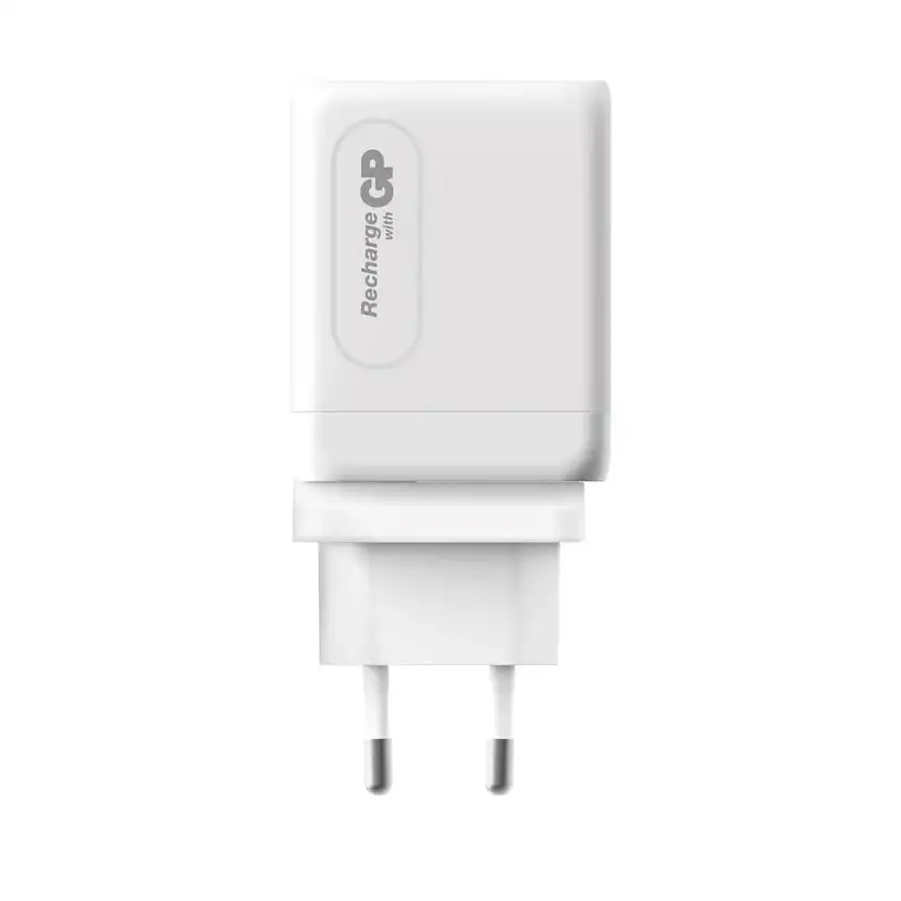 Mobilladdare GP Batteries Väggladdare GaN PD 65W inkl Reseadapter Vit