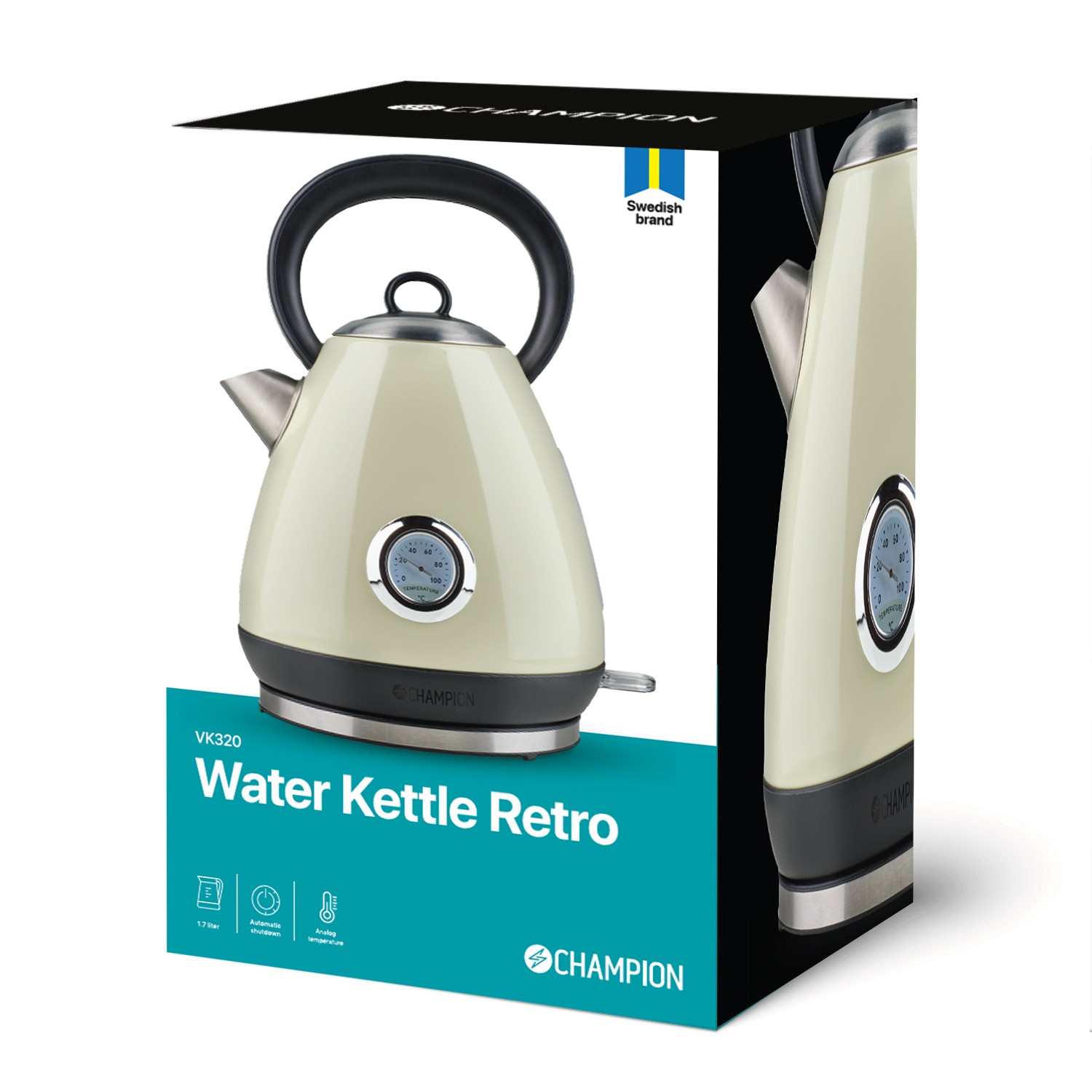 Vattenkokare Champion Retro 1,7L VK320 Vit