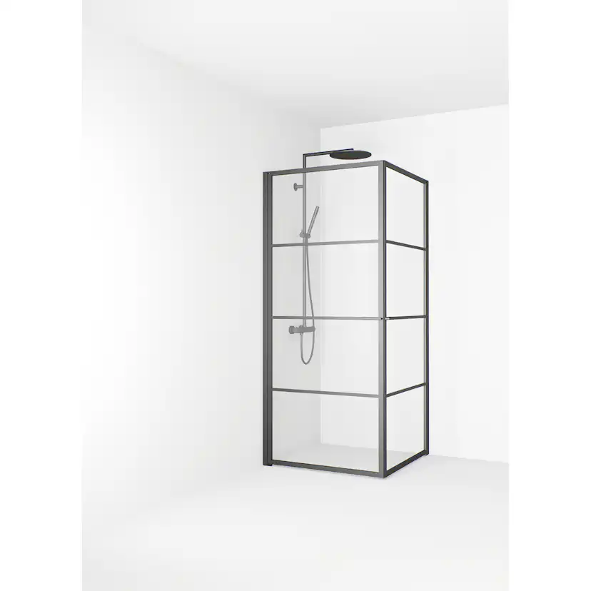 Empire Hörna 79x79 Gun metal Klarglas Avtagbara spröjs Färg: Gun Metal, Storlek: 800x800 mm