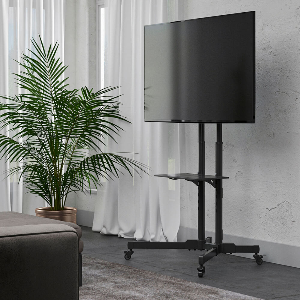 TV Hama ställ mobilt Med Hjul Upp Till 75 tum VESA 600x400 Svart