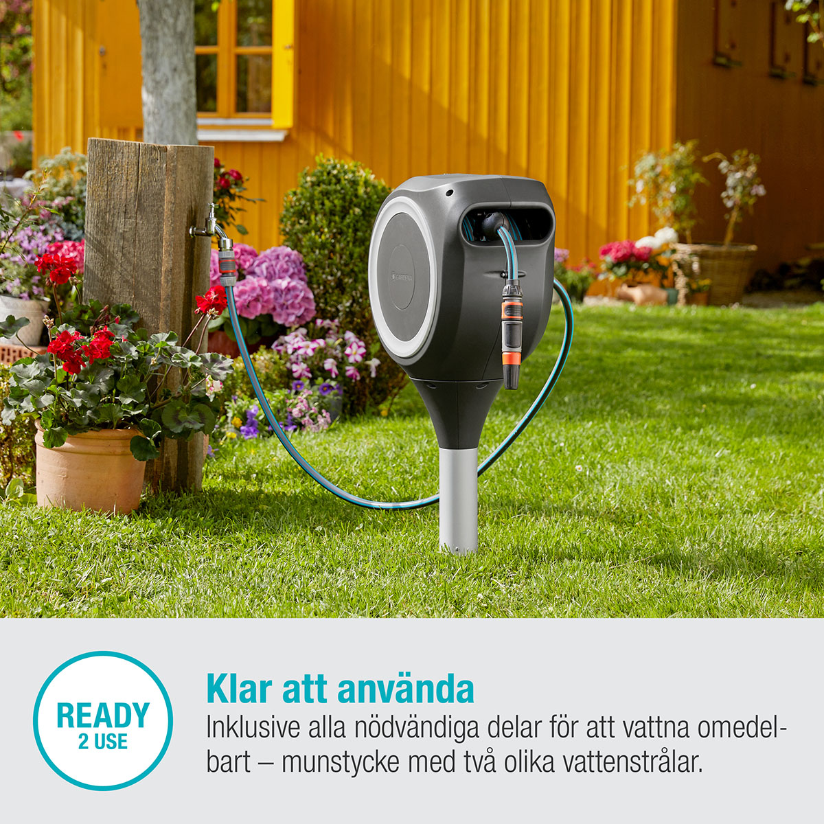 Slangbox Gardena Altan RollUp M 20m Vit