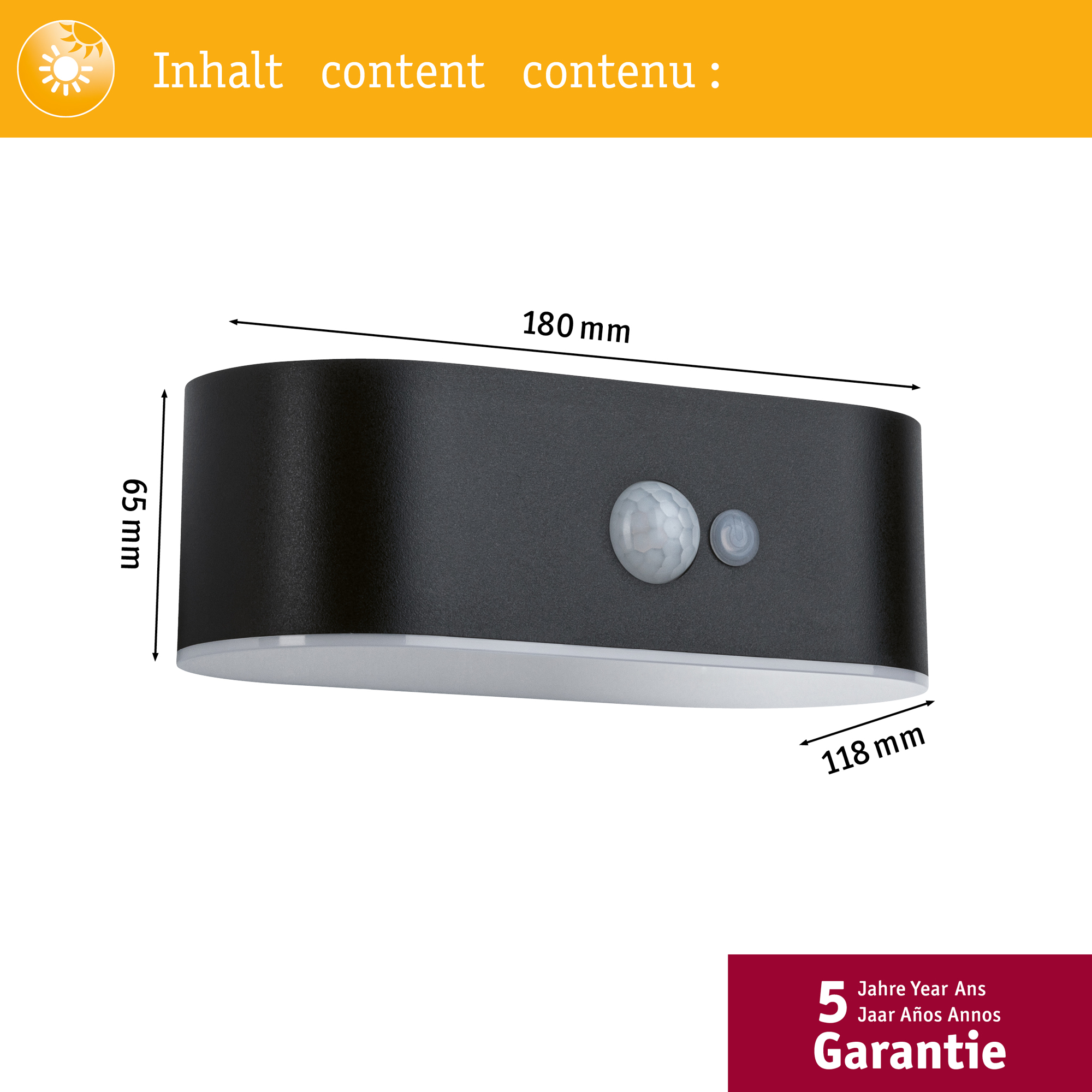 Fasadbelysning Solcell Paulmann Adya LED med Rörelsesensor IP44