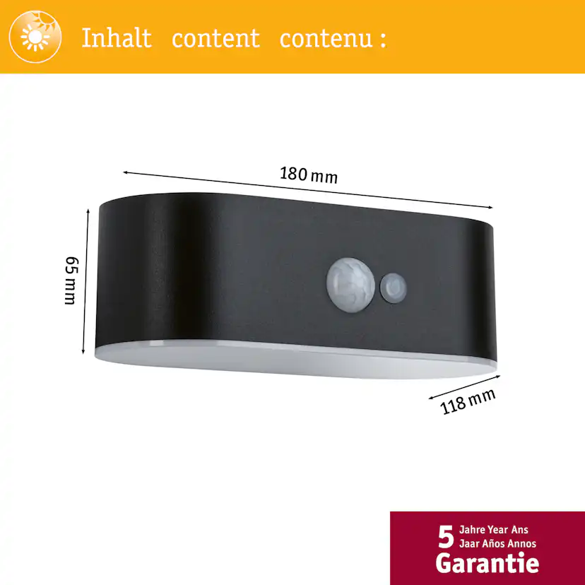 Fasadbelysning Solcell Paulmann Adya LED med Rörelsesensor IP44