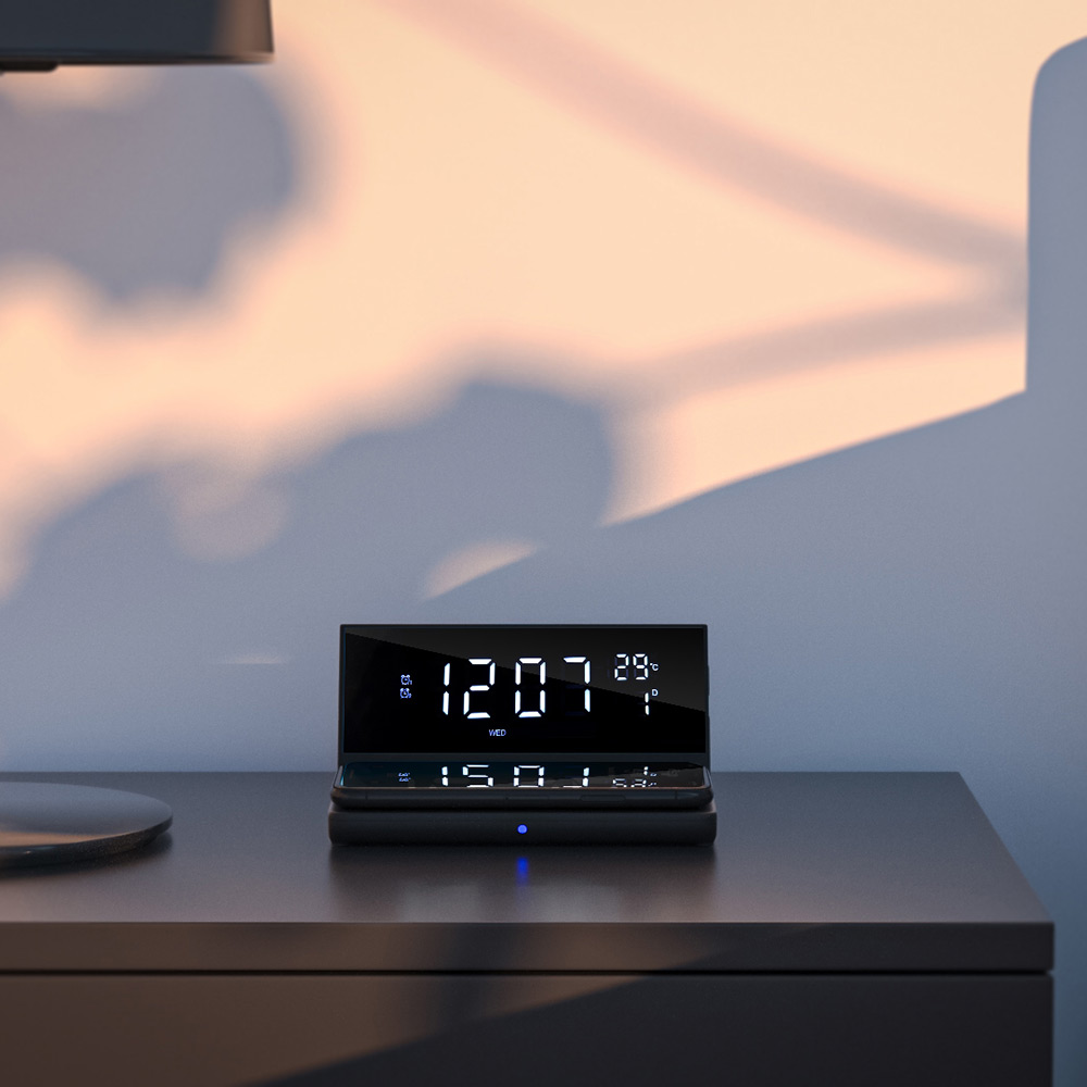 Laddare Audix Trådlös med Väckarklocka & Temperatur