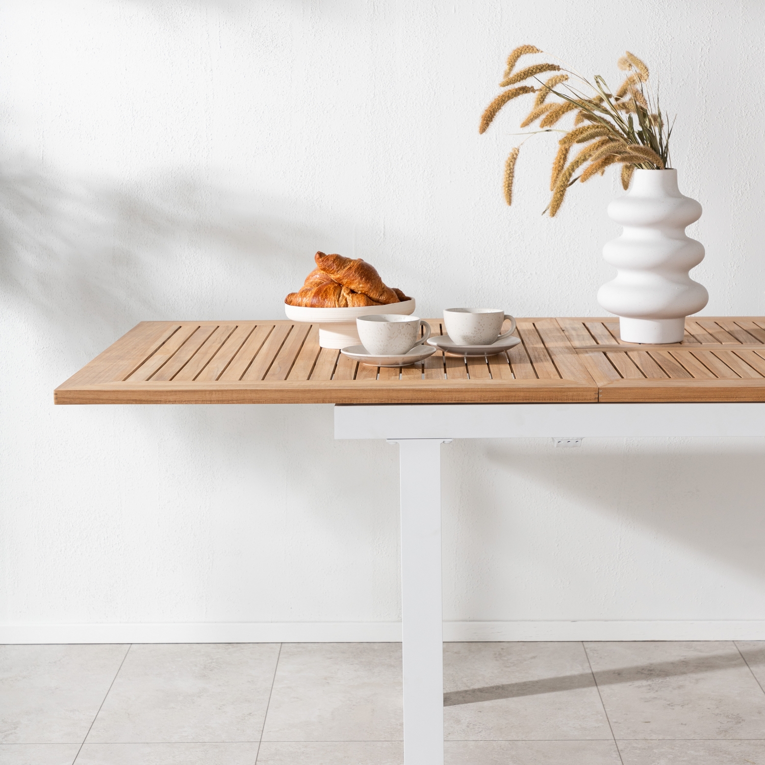 Panama - Table - 160/240*90 - Vit Alu/Teak Vit/Teak