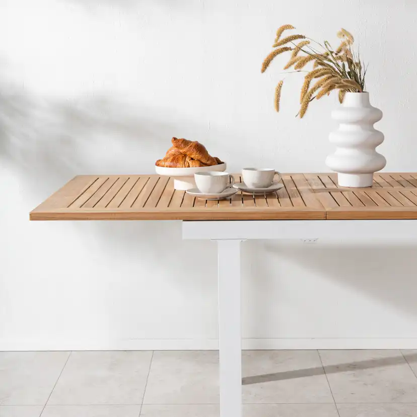 Panama - Table - 160/240*90 - Vit Alu/Teak Vit/Teak