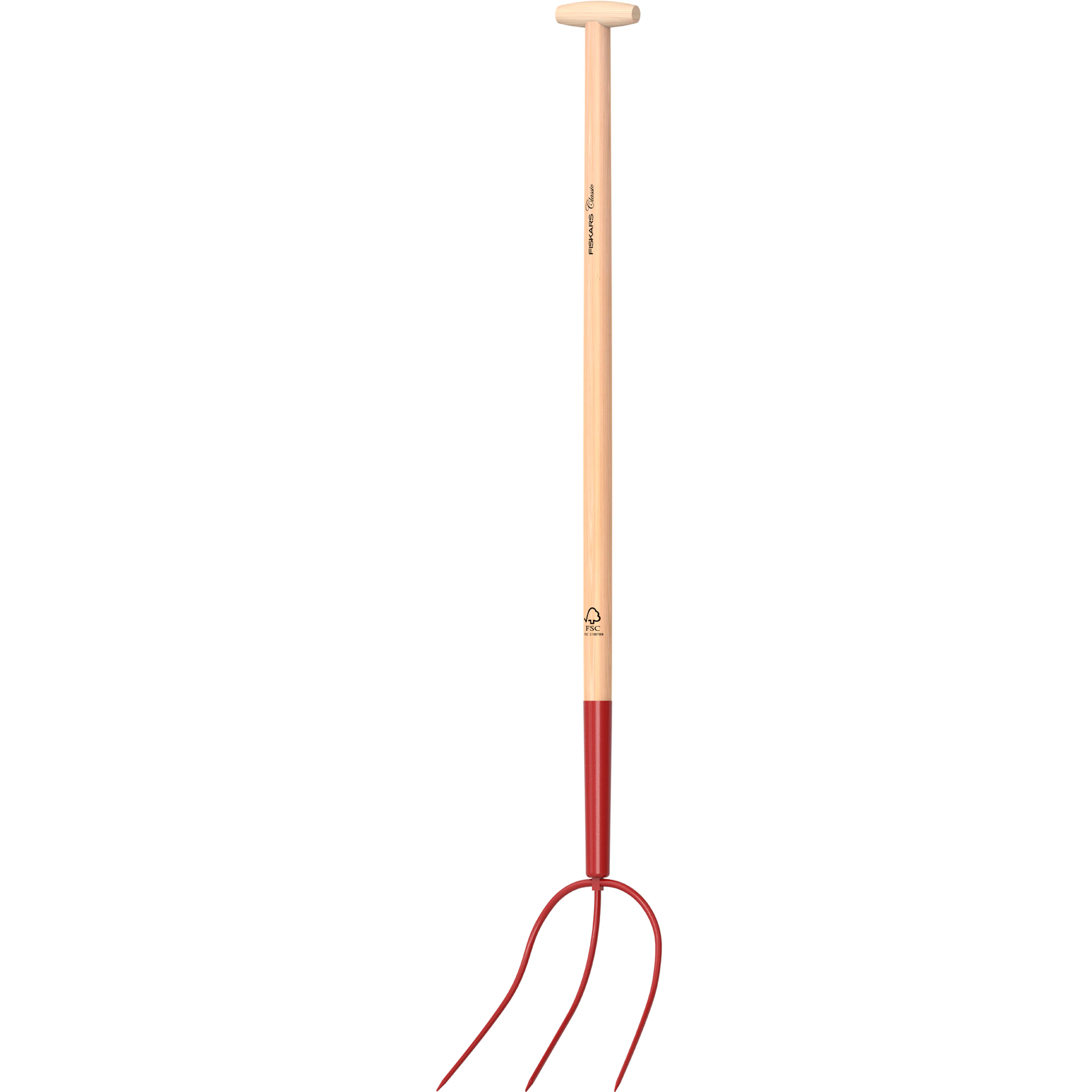 Högaffel Fiskars Classic Pro 3 Trä/Röd