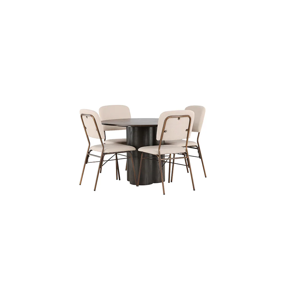 Matgrupp Venture Home Olivia Ø110 cm med 4 st Seda stolar Mocca