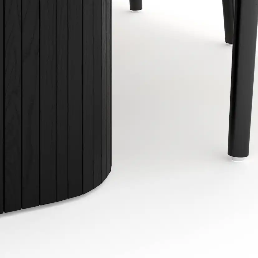 Matgrupp Bark Kopparbo Rektangulärt Matbord 200x100 cm med 6 Dastoori Matstol Svart