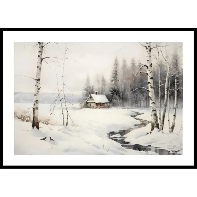 Cottage Winter Landscape 70x100 70x100 cm