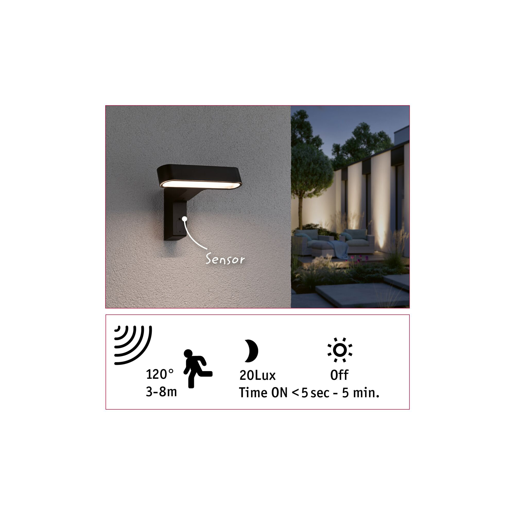 Fasadbelysning LED Paulmann Ito med Rörelsesensor IP44 230V