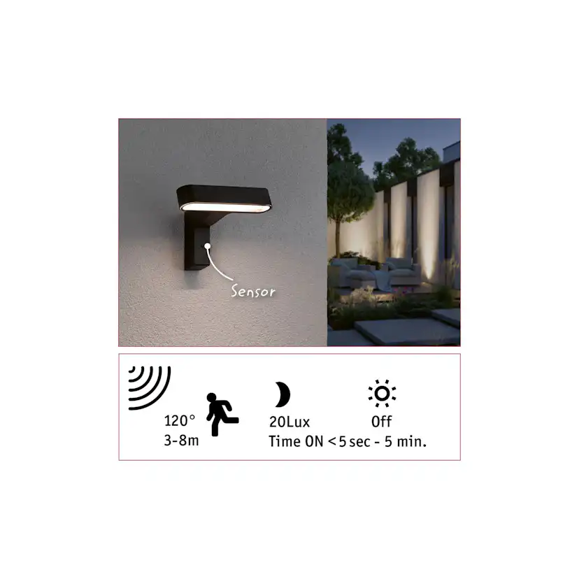 Fasadbelysning LED Paulmann Ito med Rörelsesensor IP44 230V