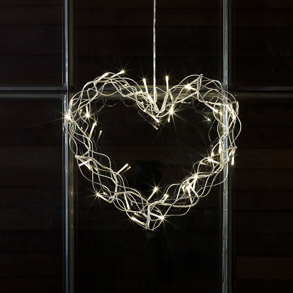 Hjärta 32 varmvita LED 32cm metall silver 24V/IP20 Silver