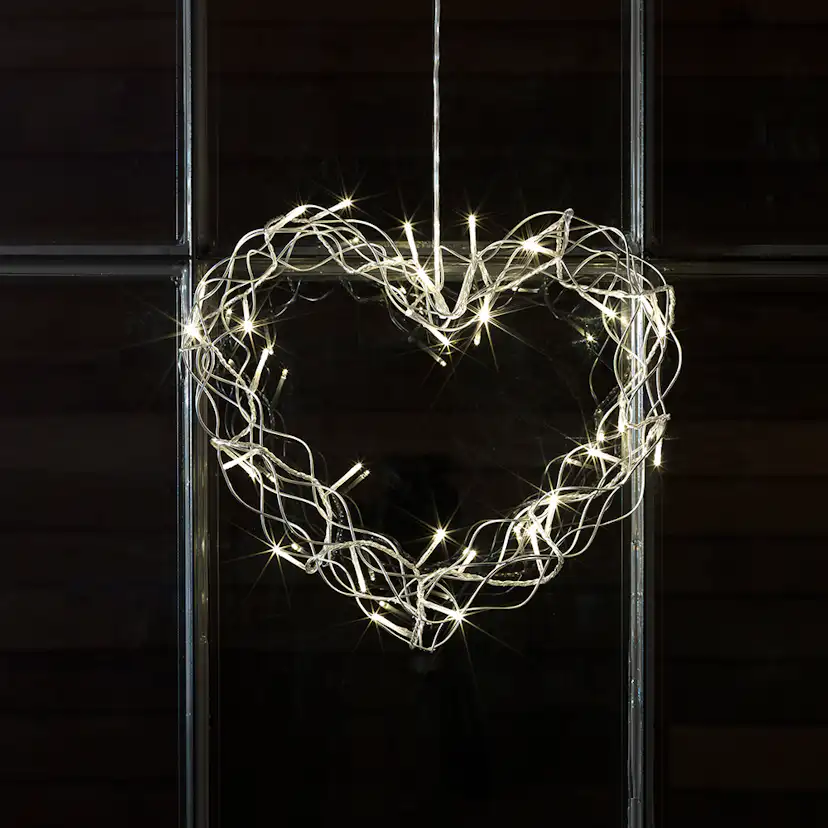 Hjärta 32 varmvita LED 32cm metall silver 24V/IP20 Silver