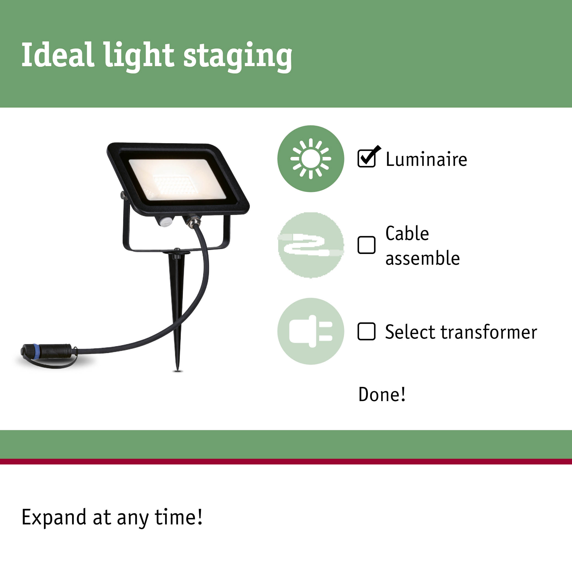 Spotlight Paulmann Flood Plug & Shine LED IP65 24V Bredd: 160 mm