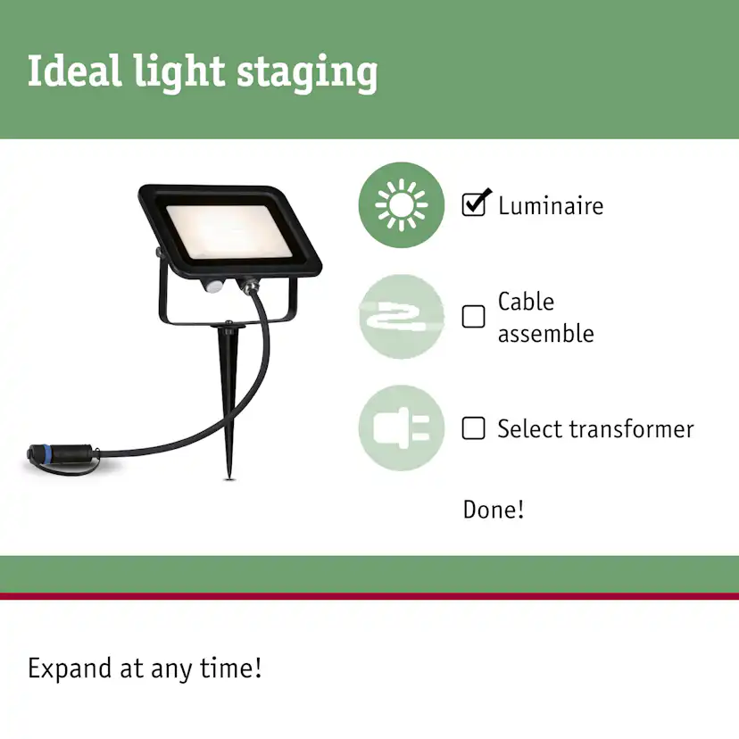 Spotlight Paulmann Flood Plug & Shine LED IP65 24V Bredd: 160 mm