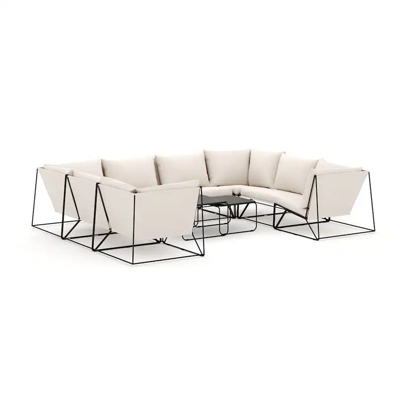 Loungesoffa Comfort Garden Usteryd utomhus U-soffa 8-sits med stängt avslut