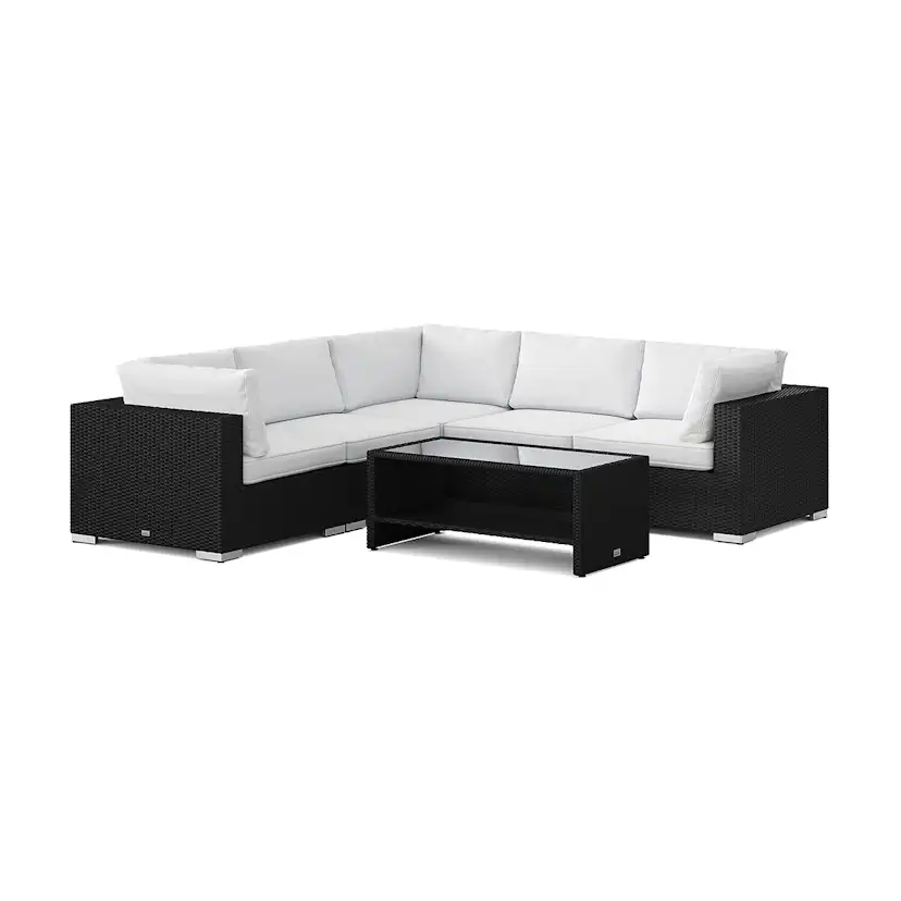 Loungegrupp Comfort Garden Bahamas utomhus hörnsoffa 5-sits vändbar och bord med hylla