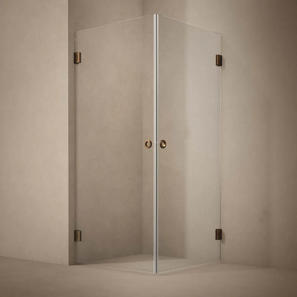 DUSCHHÖRN LYNX KLARGLAS 90x90 CM BRONS 900x900 mm, Klarglas, Borstad Brons