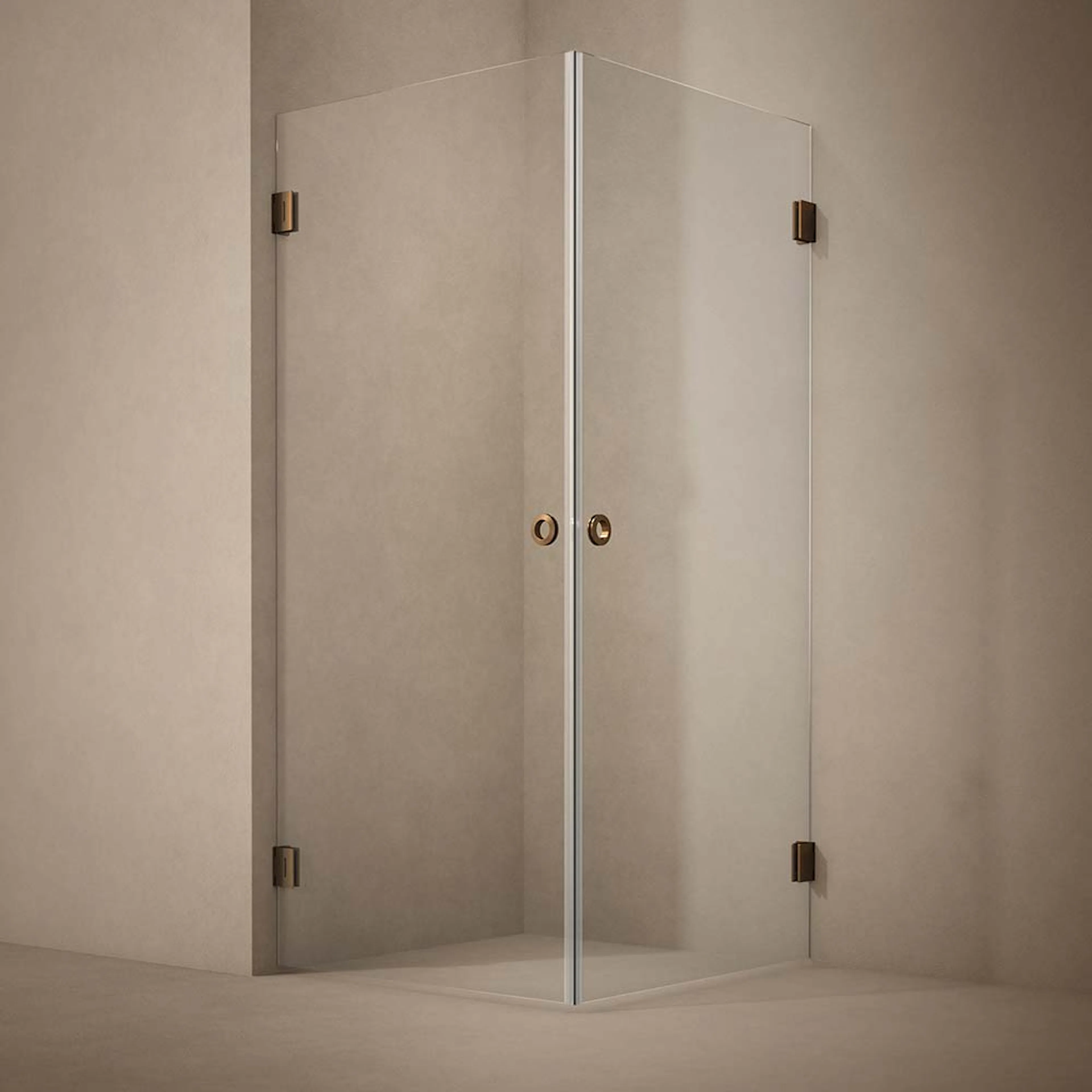 DUSCHHÖRN LYNX KLARGLAS 90x90 CM BRONS 900x900 mm, Klarglas, Borstad Brons