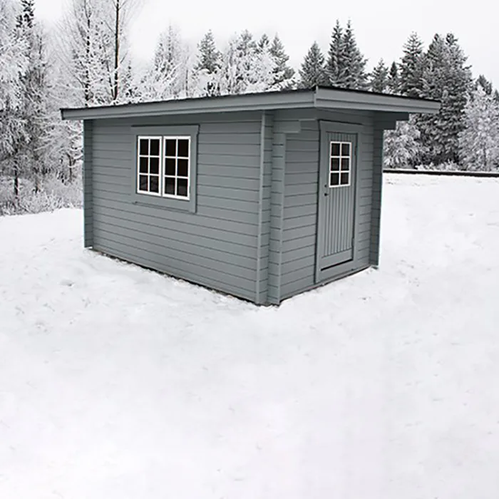 Friggebod Baseco Gauto Förgård 10 m² Timrad Stuga med Pulpettak